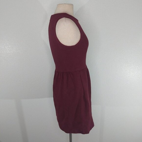 J Crew Womens Small Knit Daybreak Dress Round Neck Back Zip Sleeveless Burgundy - Picture 9 of 12